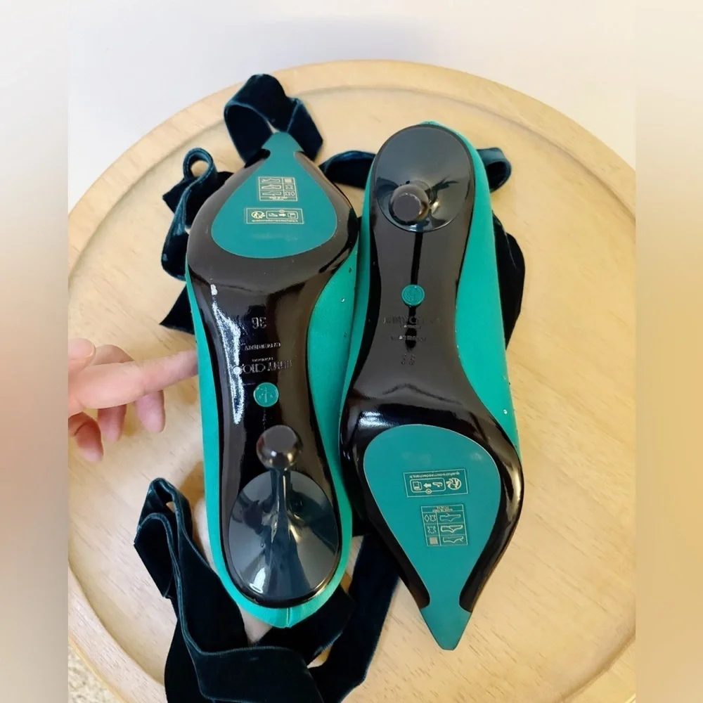 New Jimmy Choo x Sailor Moon Neptune 80 Satin Crystal Pump